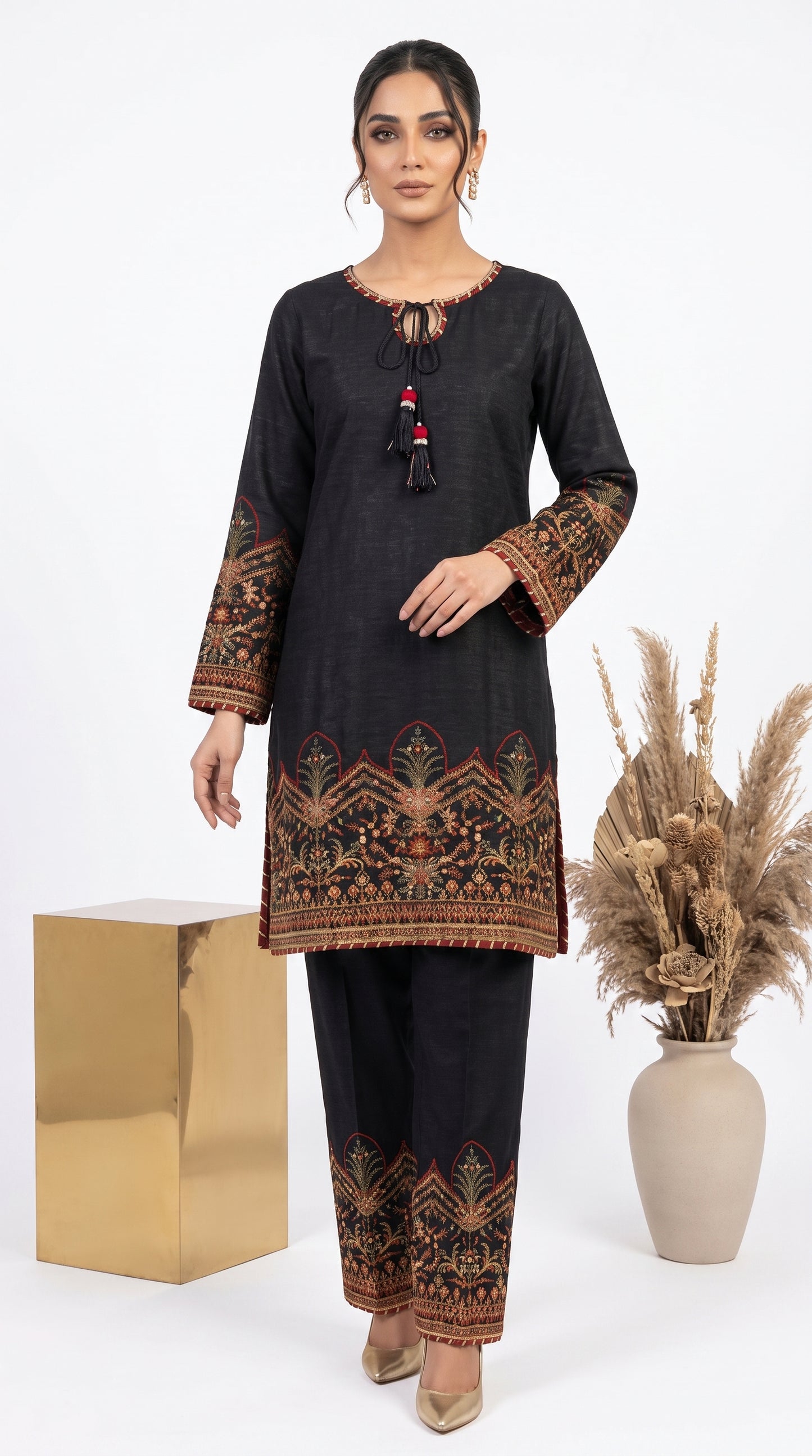 Midnight Noir Embroidered Black Lawn Suit | 2-Piece Stitched Set