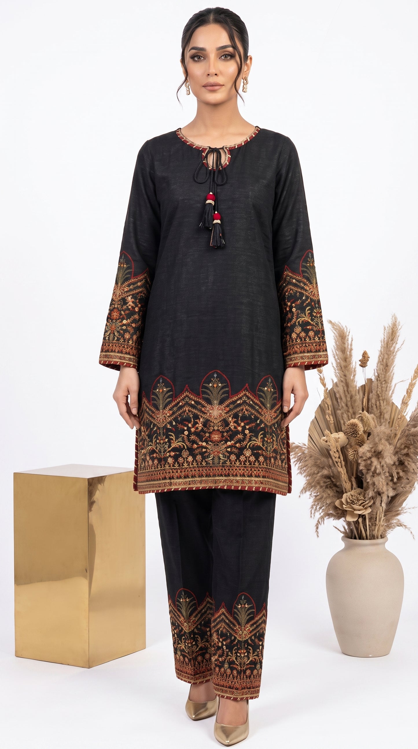 Midnight Noir Embroidered Black Lawn Suit | 2-Piece Stitched Set