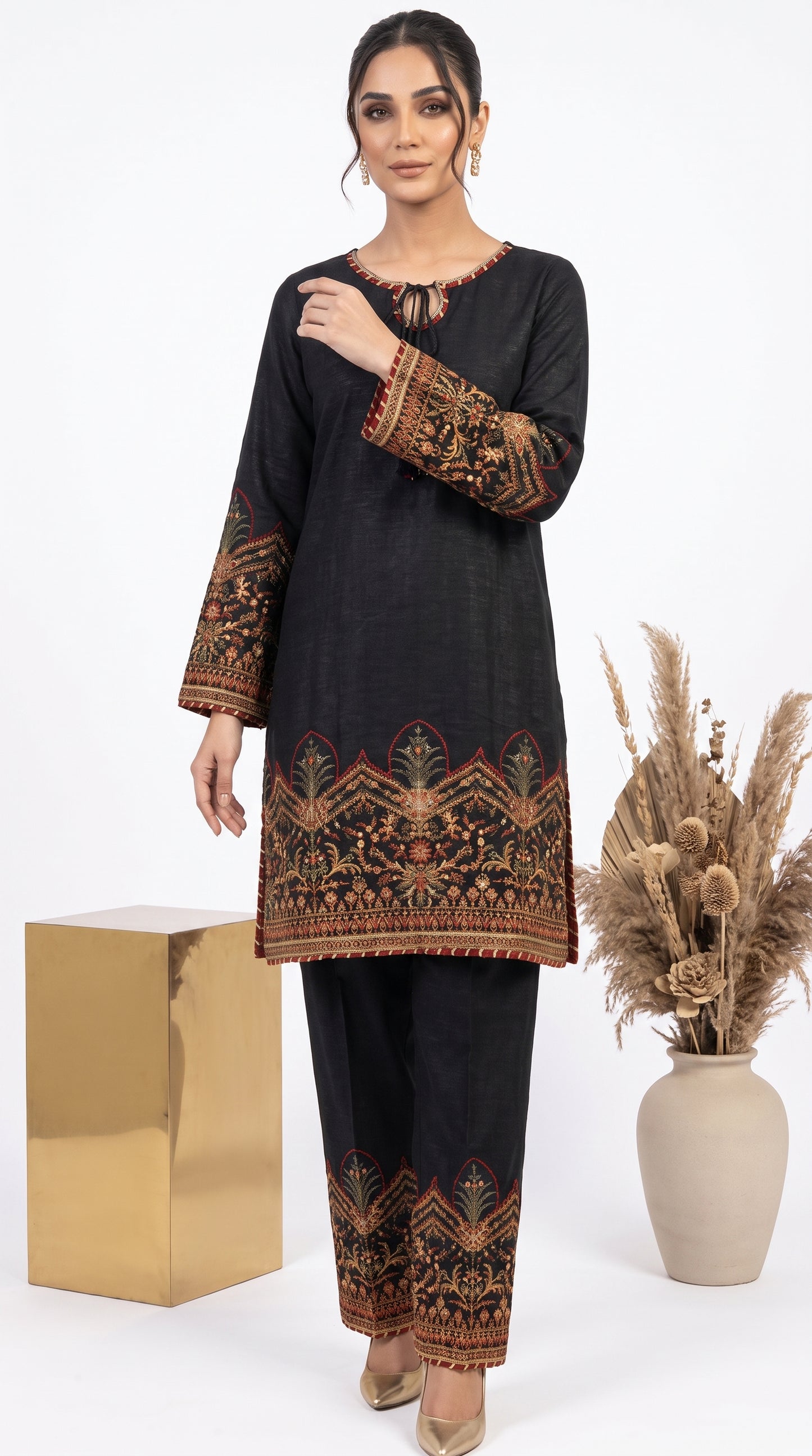 Midnight Noir Embroidered Black Lawn Suit | 2-Piece Stitched Set